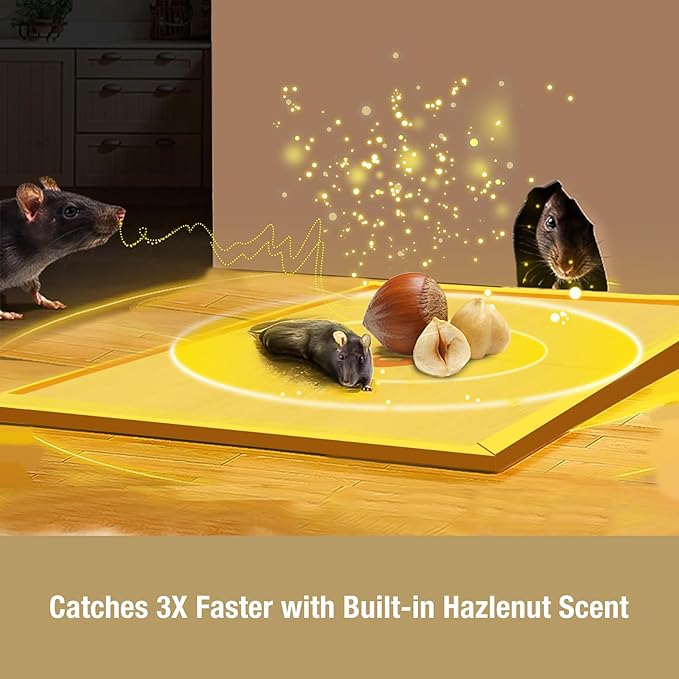 ZingZap Sticky Mouse Traps Glue Boards 13-PK, 3X Faster Catch with Built-in Hazelnut Scent, Extra-Heavy Fiber Glue Traps for Rats & Mice, Crawling Pests, 100% Biodegradable, Indoors Home & Commercial