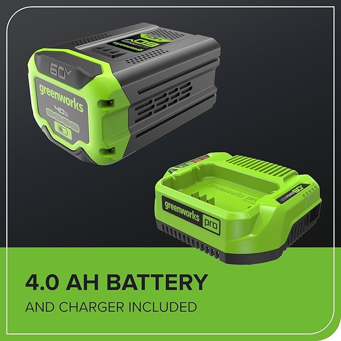 Greenworks 60V 17" Brushless Cordless Push Lawn Mower, 2-in-1 Mulching/Bagging, 4.0Ah Battery and 3A Charger(40min Runtime)