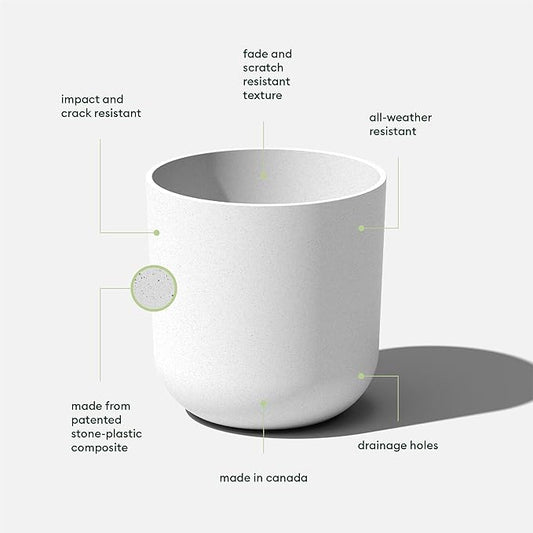 Veradek Mason Series Lima Planter - Round Planter for Indoor or Outdoor Porch/Garden | Made from Plastic-Stone Composite with Drainage Holes | Modern Décor for Succulents, Flowers, Small Plants