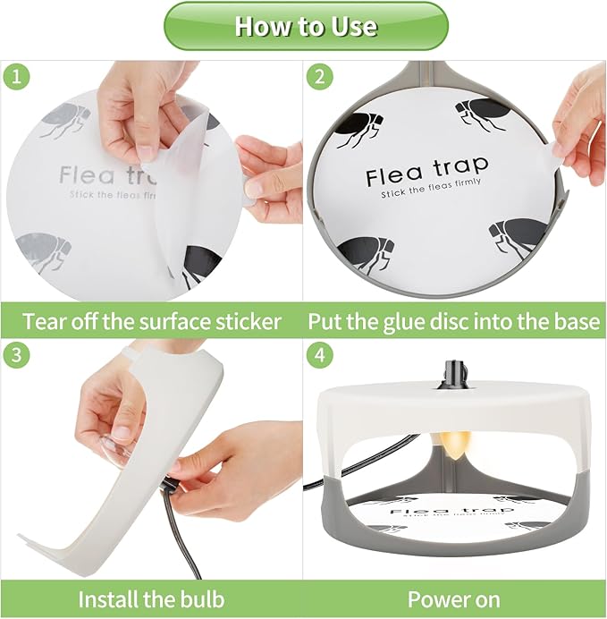 Flea Traps for Inside Your Home,New Bed Bug Trap with Light Refills and Sticky Pads,Electronic Fly Gnat Traps Indoor,Sticky Flea Bombs for Home Indoor(2 Pack)