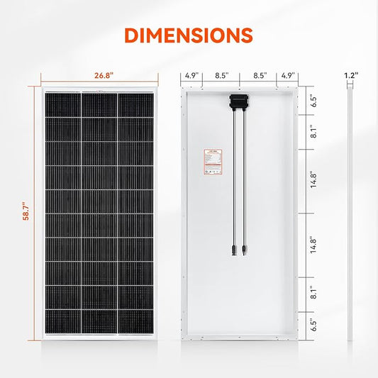 RICH SOLAR 200 Watt 12 Volt 18BB Cell Monocrystalline Solar Panel N-Type Cells High Efficiency Solar Module for RV Trailer Camper Marine Off Grid