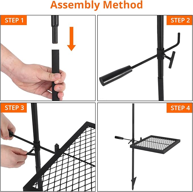 Swivel Campfire Grill, Heavy Duty Steel Mesh Grate, 16.7 x 12.6'' Camping Grates, Camping Essentials with Carrying Bag, for Outdoor Campsite & Party(Set of 2)
