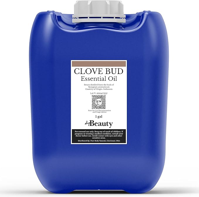 Bulk Clove Essential Oil - Large 1 Gallon Jerrican - 100% Pure & Undiluted Therapeutic Grade - High Eugenol Content - Steam Distilled from Clove Bud