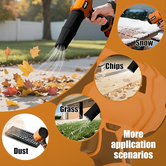 Leaf Blower Cordless with Battery and Charger,Mini&Portable Handheld Blower for Lawn Care High Power 21V 2X3.0Ah Batteries 2 Extended Tubes Lightweight Turbo Jet Sopladora De Hojas