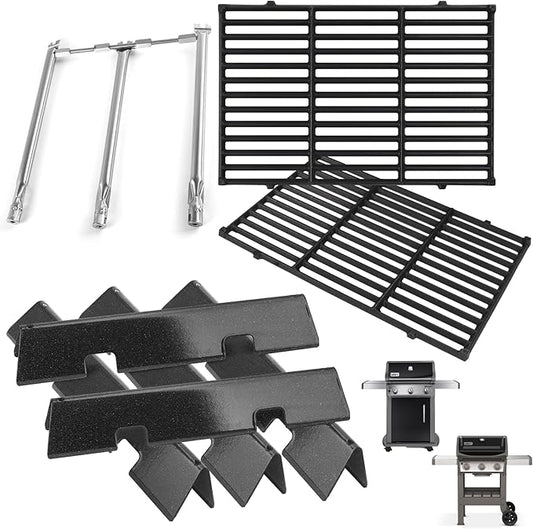 GS4 Spirit 2 Parts for Weber Spirit Grill Parts Spirit II/I 300 SER Replacement Accessories for Weber 67046 7636 69797 68843 3400302 Flavor Bar,67025 69787 Burner,7638 Grate&Crossover Tube 69899 67278