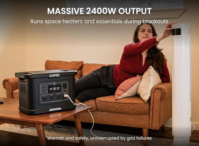 OUPES Exodus 2400 Portable Power Station 2400W (Boost 2600W, Surge 4500W), 2232Wh LiFePO4 Battery Generator, 0-80% Charge in 1.2H, Solar Ready for Home Backup, Camping & RV Essentials