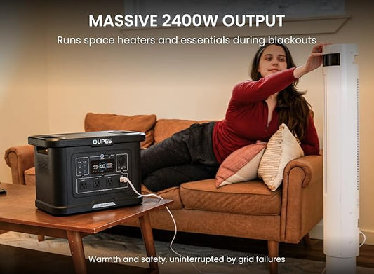 OUPES Exodus 2400 Portable Power Station 2400W (Boost 2600W, Surge 4500W), 2232Wh LiFePO4 Battery Generator, 0-80% Charge in 1.2H, Solar Ready for Home Backup, Camping & RV Essentials