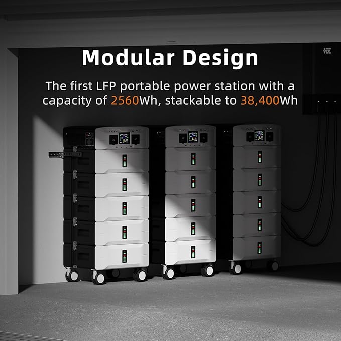 IEE 7680Wh Power Station SP5000:(1x Inverter + 3 x Batteries), 120/240V 5000W(Surge 9000W) AC Output Solar Generator for Home Battery Backup, Outdoor & Home Battery Power Supply, Expandable to 20kWh