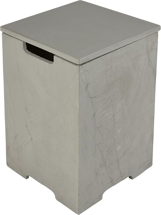 AMS Fireplace | Elementi Tall Square Space Gray Propane Tank Cover | Concrete GFRC base | 15.9 × 15.9 × 24.9 inches | Suited For Meteora and Capertee Fire Pit Tables