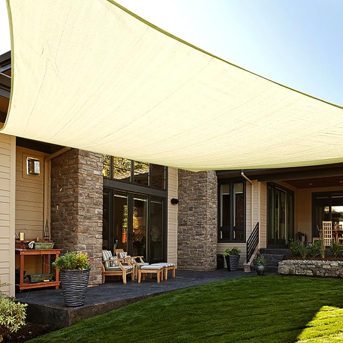 LOVE STORY Custom Size 5'x8' Butter Cream Sun Shade Sail Rectangle UV Block Canopy Patio Sail Sunshades Fabric for Outdoor Garden Carport (We Make Custom Size)