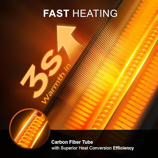 Outdoor Heaters for Patio 1500W, 3s Rapid Heating, IP65 Waterproof, 4 Heat Levels, 24H Timer & Memory Function, Touchscreen Electric Infrared Heater for Backyard, Garage, Deck, Black