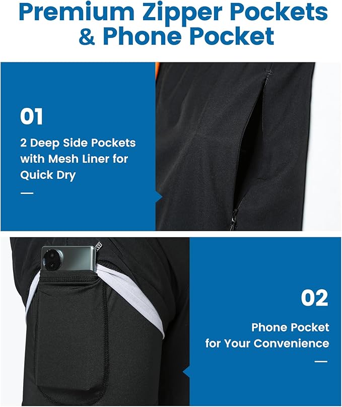 maamgic 2 in 1 Mens Swim Trunks 7 Inch Swim Shorts Swim Suits Board Shorts