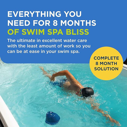 FROG @Ease Floating System for Swim Spas - Quick & Easy Self-Regulating Swim Spa Sanitizer - Swim Spa Maintenance System with Sanitizing Minerals & SmartChlor Technology - 8 Month Bundle+