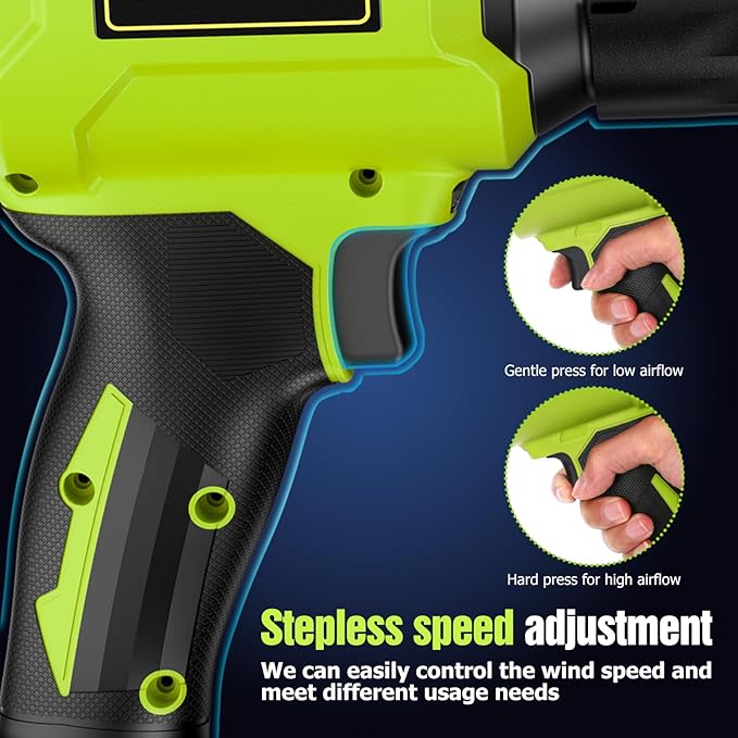 Cordless Leaf Blower, Leaf Blower Cordless with Battery and Charger, Portable Lightweight Handheld Blower, Extended Nozzle, Turbo Jet Blower for Lawn Care, Patio Cleaning, Leaves, Dust (Green)