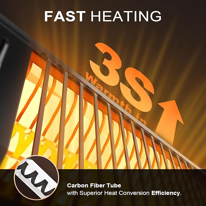 1500W Infrared Patio Heater, IP65 Waterproof Outdoor Electric Heater with Remote, 4 Heat Levels, 24H Timer, Memory Function, Fast Heating for Garage, Backyard, Black 2 pack
