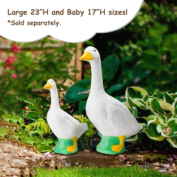 Fox Valley Traders Gaggleville 23" Large White Goose, Plastic Garden Décor, Vibrant and Clean Painted Goose Feet - Indoor or Outdoor Decorative Figurine for Garden, Patio, or Entryway Accent