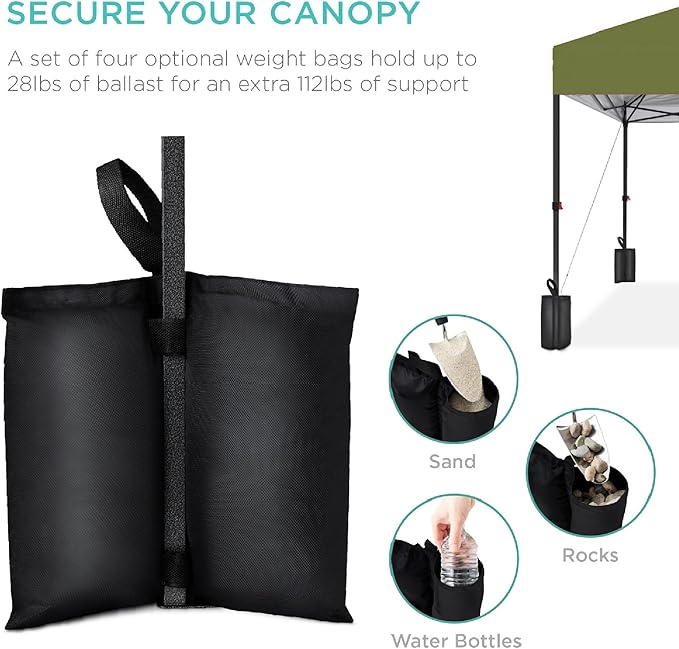 Best Choice Products 8x8ft 1-Person Setup Pop Up Canopy Tent Instant Portable Shelter w/ 1-Button Push, Case, 4 Weight Bags - Olive Green