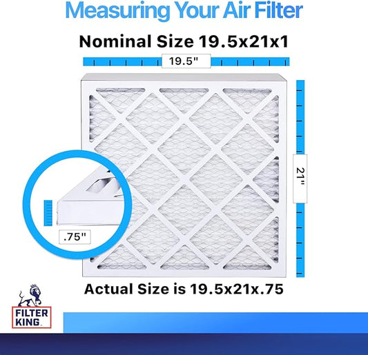 Filter King 19.5x21x1 Air Filter | 4-PACK | MERV 8 HVAC Pleated A/C Furnace Filters | MADE IN USA | Actual Size: 19.5 x 21 x .75"
