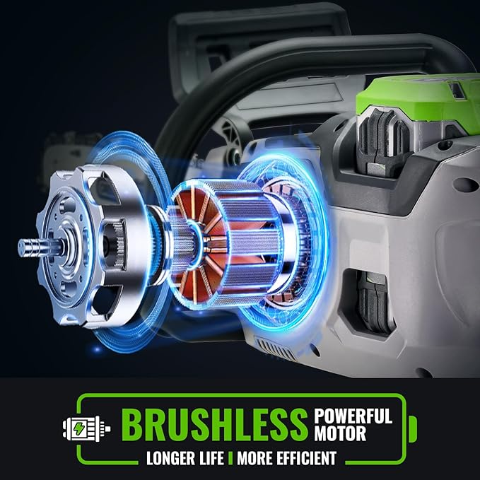 NovorikX 60V Brushless Cordless Chainsaw, 18"&16" Electric Chain Saw with 5.0Ah Battery & Charger, Automatic Oiler, Tool-Free Tension for Tree Trimming & Wood Cutting