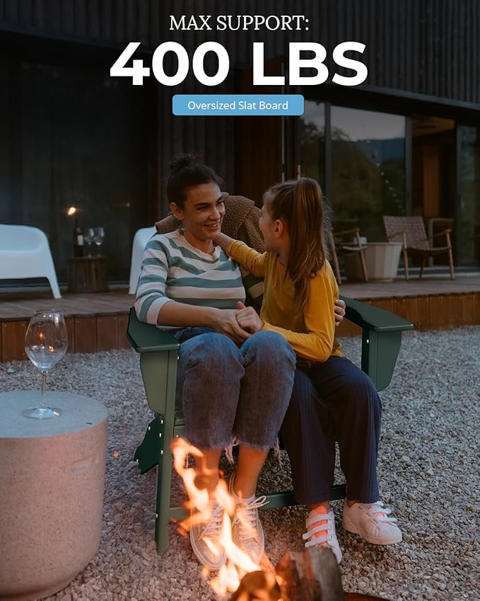 BRIOPAWS Adirondack-Chairs-Set of 2 | Fire Pit Chair | Oversized | HDPE Plastic | Weather Resistant | for Deck Outdoor Poolside Campfire | Forest