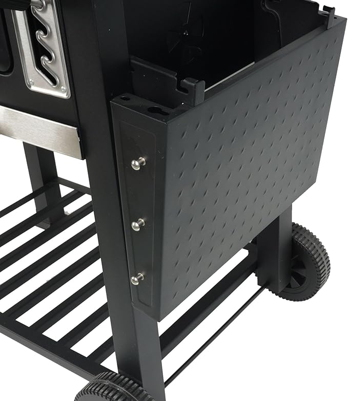 Grill Boss 24 Inch Charcoal BBQ Grill with Side Shelves, Built-In Thermometer, Black