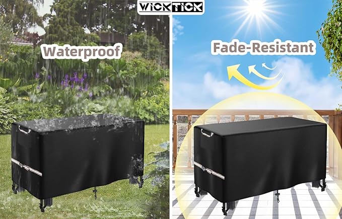 Rectangular Gas Fire Pit Table Cover 44 x 28 inch, Waterproof 600D Heavy Duty Fire Table Cover for 40 - 44 inch Patio Propane Firepit Tables
