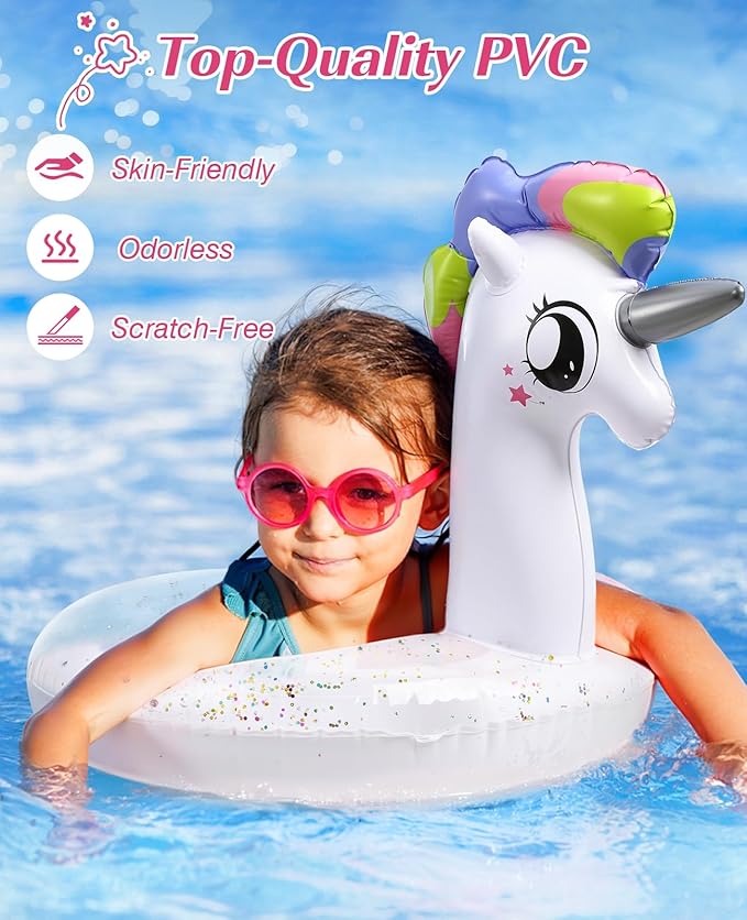 HeySplash Pool Floats Kids, Inflatable Swimming Ring Swim Tube Floaties, Summer Water Fun Beach Party Swimming Pool Toys for Kids Children Water Activities