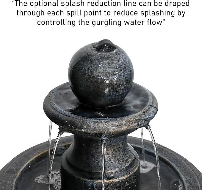 ourrco 45.2” H Outdoor Floor Water Fountain, 3-Tiers Concrete Water Fountain with Submersible Electric Pump - Garden Cascading Waterfall for Yard Patio Lawn Home Decor