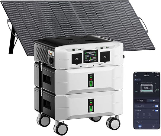 IEE SP5000 Portable Power Station with 200W Solar Panel, 5000W/5120KWh, 1.6H Fast Charge, Solar Generator for Home Use, Power Outage, Camping, RV, Emergencies