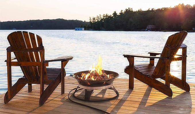Outland Living Portable Propane Fire Pit, 21-inch, 58,000 BTU with Fire Pit Cover & Carry Kit, Smokeless Gas Firebowl | Perfect for Camping, Patio, Backyard, Tailgating, Deck, RV| Black 863 Cypress