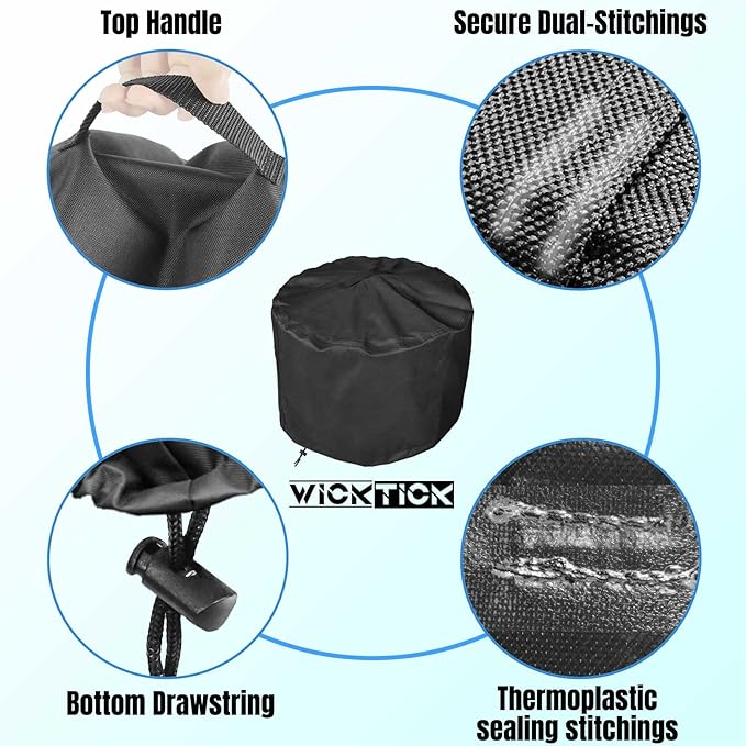 21 Inch Round Fire Pit Cover for Solo Stove Bonfire 2.0, 600D Heavy Duty Waterproof Firepit Accessories for Outdoor Camping, All-Weather Resistant