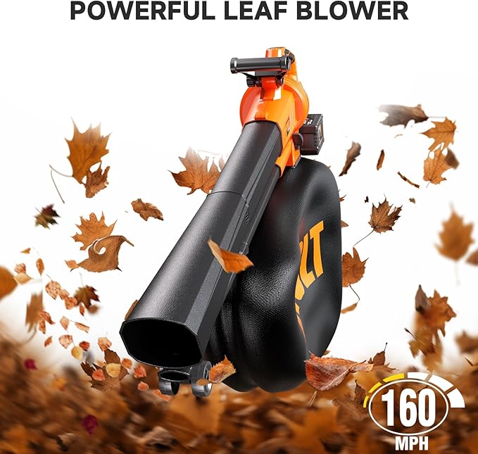 AIVOLT 40V Cordless Leaf Blower and Vacuum Mulcher Combo, Leaf Vacuum Cordless with 40L Bag, Brushless Motor, 2 * 4.0Ah Batteries for Effortless Lawn Cleanup