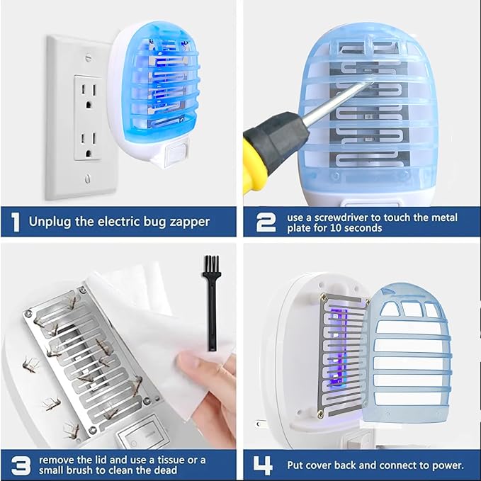 Bug Zapper Indoor,Fly Traps,Flying Insects,Electronic Insect Killer Fly Insect Trap Plug-in Mosquitoes Killer Mosquito Zapper with Blue Lights for Living Room,Kitchen,Bedroom,Office (2Packs)