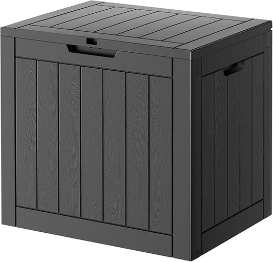 NUNU LAB 35 Gallon Outdoor Storage Box Waterproof, Outside Package Delivery Deck Boxes with Lockable Lid, Backyard Storage Bin For Garden Tools, Patio Cushions, Pool Accessories, Black