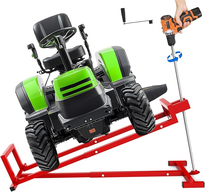 Lawn Mower Lift,Lawn Mower Jack Lift for Riding Mowers,Easy to Install, Safe and Stable.Ridding Mower Lift with telescoping Feature Holds up to 1200 lbs, Rust-Resistant Finish. (Classic Red)