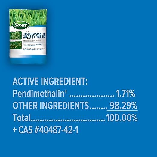 Scotts Halts Crabgrass and Grassy Weed Preventer, Crabgrass Preventer, Pre Emergent Weed Control for Lawns, Prevents Chickweed & More, Treats up to 5,000 sq. ft., 10.06 lb.