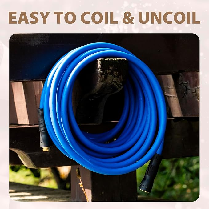 5/8" Hot/Cold Water Hose 100 ft, -50℉ To 190℉ Heavy Duty,Flexible,Burst 600 Psi 3/4" Brass Fittings with Swivel Grip Handle for Outdoor,Yard, Farm, Blue
