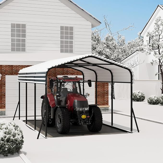 GAOMON Metal Carport, Carport with Reinforced Base and Galvanized Steel Roof, Heavy Duty Garage Car Shelter Shade, Outdoor Car Port Canopy for SUV, Truck, Boats, 10x15 FT