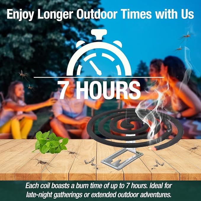 20 Pack Mosquito Repellent Coils, Citronella Mosquito Repellent Indoor Outdoor Bug Repellent for Patio Yard Camping, 7 Hour Protection, 1 Holder and 2 Stands