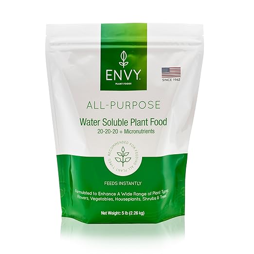 ENVY All-Purpose Plant Fertilizer, 5 Pound - Makes 500 Gallons, for Indoor and Outdoor Plants, Pet Safe, Water Soluble, Made in USA