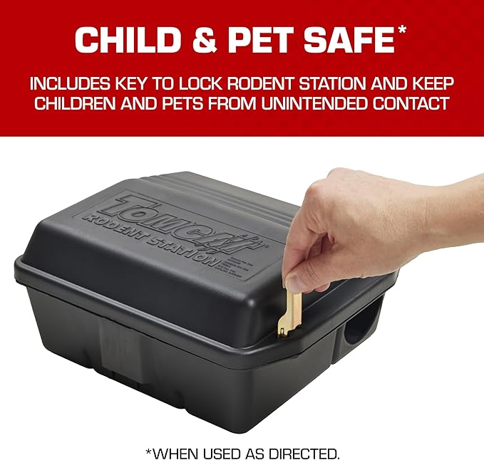 Tomcat Rodent Station, Includes 1 Rodent Station with 4 Bait Securing Rods and 1 Security Key - Fits Rat or Mouse Sized Traps (Baits & Traps Sold Separately) - Use Indoors or Outdoors