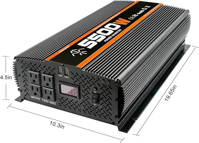 5500W Inverter 12V to 110V/120V Power Inverter Truck RV Solar Power Inverter 5000 watt Inverter 12V to 110V Converter with LCD Display
