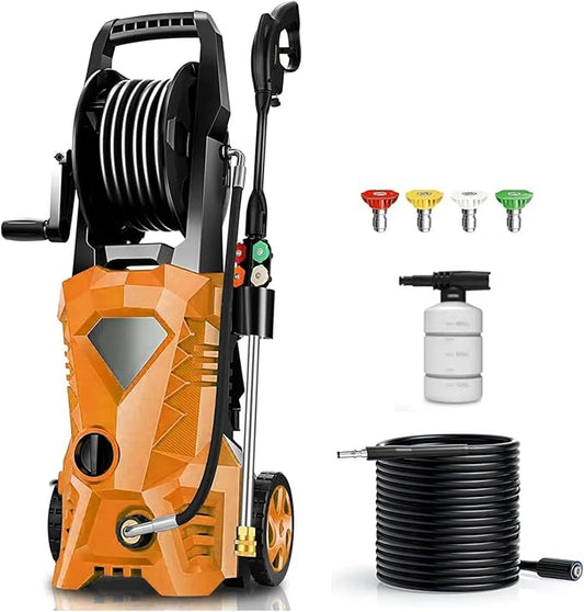 Imdot Pressure Cleaner High Power Cleaner with 4 Pressure Nozzle and Soap Bottle for Home, Car Washing, Fence Cleaning, Patio (Orange)
