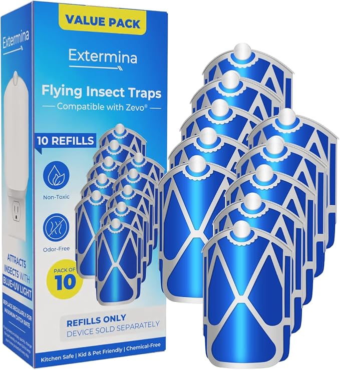 Refills for Zevo Flying Insect Trap (4-Count) - Value Pack, 40+ Day Use - Replacement Cartridges for Zevo M364, M364A & MAX - Non-Toxic & Odorless (4)
