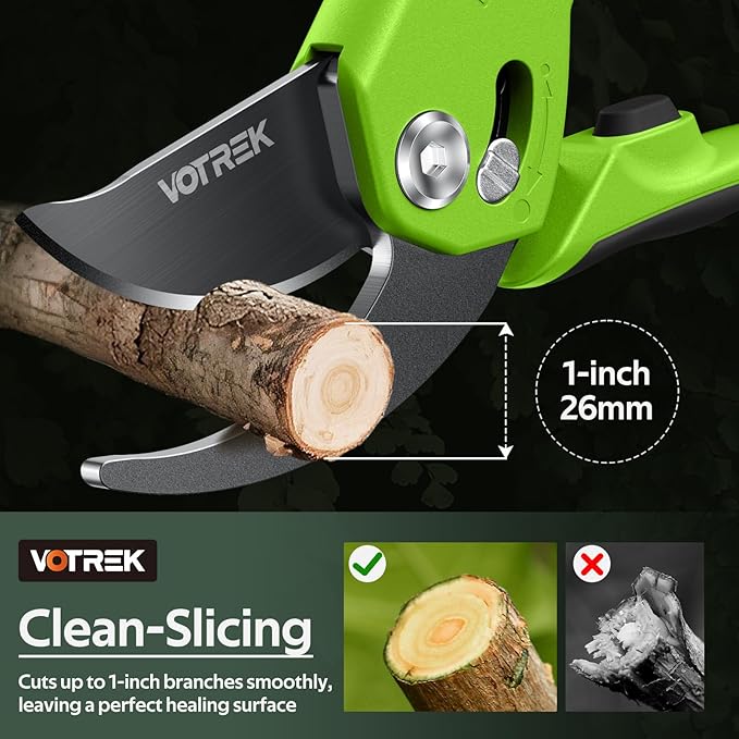 Pruning Shears for Gardening, [Patented Stepless Handle Opening] - Garden Clippers with Ultra-Sharp SK5 Steel for Weak Hand, Universal Fit for All Hand Sizes, Effortlessly Cuts 1-Inch Branches
