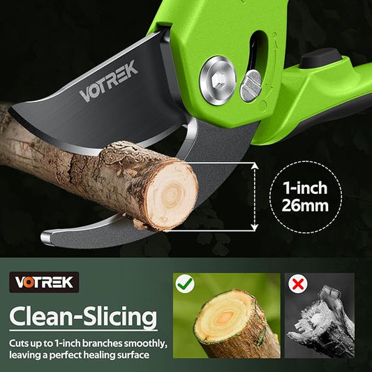Pruning Shears for Gardening, [Patented Stepless Handle Opening] - Garden Clippers with Ultra-Sharp SK5 Steel for Weak Hand, Universal Fit for All Hand Sizes, Effortlessly Cuts 1-Inch Branches