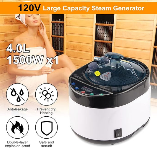 Portable Steam Sauna Box for Home, Portable Sauna for Home Spa, One Person Foldable Lightweight, Full Body Sauna Tent for Relaxation, 1600W & 4L Steamer Generator, Foldable Chair