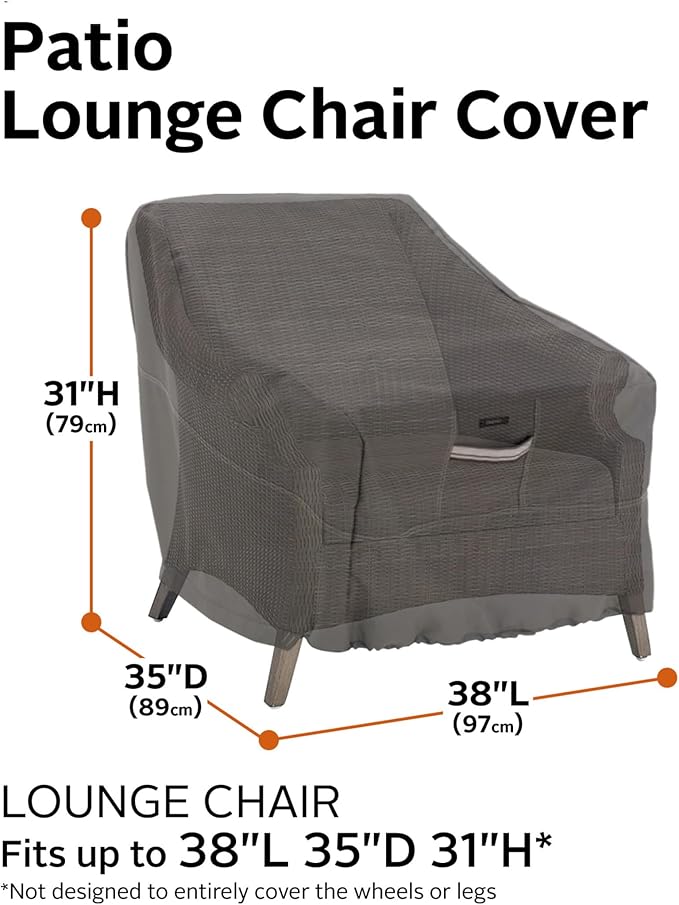 Classic Accessories Ravenna Water-Resistant 38 Inch Patio Lounge Chair Cover, Patio Furniture Covers