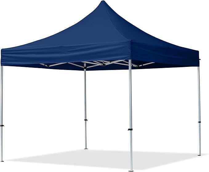 TOOLPORT 10x10 ft PES 700 Pop up Canopy Tent Economy Aluminium 1.3 in., incl. 2 Sidewalls with Panorama Windows, Dark Blue