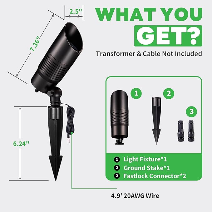 Varmtalys Landscape Spot Lights Outdoor Changing Colors - Smart App Based Spotlights, LED Low Voltage Accent Lights, Outdoor Waterproof 12V Wired, All Metal Aluminum Black for Fountain Sign 12 Pack